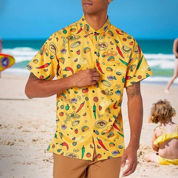 Funny guy creation novalty Mexican Food Print Shirt XL Taco burrito Taco Tuesday - Picture 1 of 8